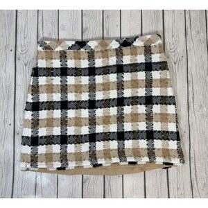 NEW ANN TAYLOR CHECKED FRINGE A-LINE SKIRT SZ 18